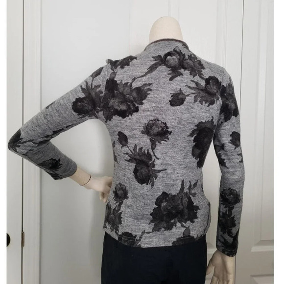 Moiselle Wool blend grey floral cardigan SIZE 2 - Picture 4 of 11